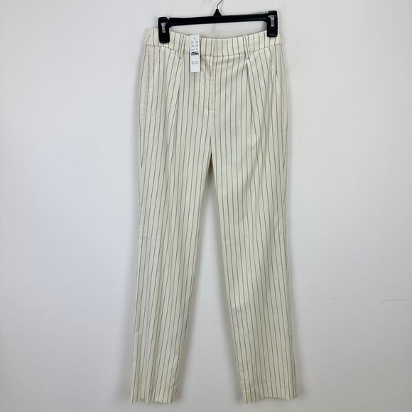J.Crew Collection Portia Pant Ivory Pinstripe Italian Wool Classic US 00 NWT - Picture 6 of 15